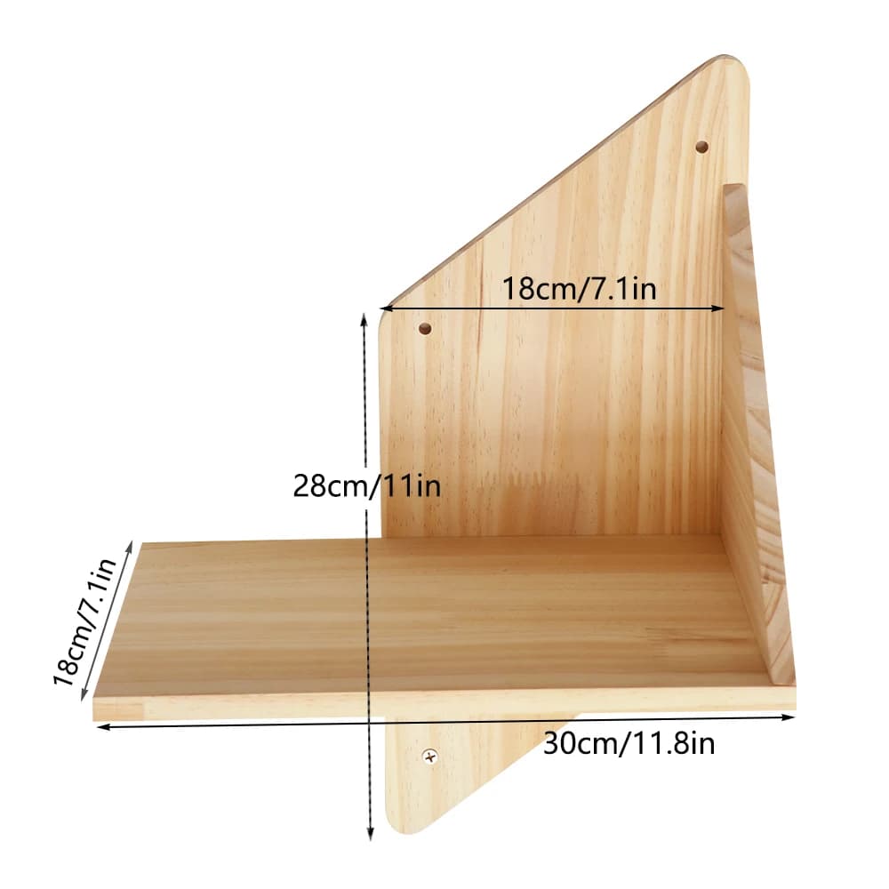 Modern Floating Wood Cat Perch