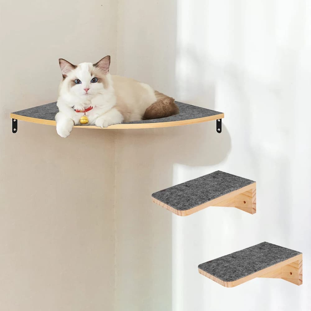 Floating Wood Corner Cat Perch