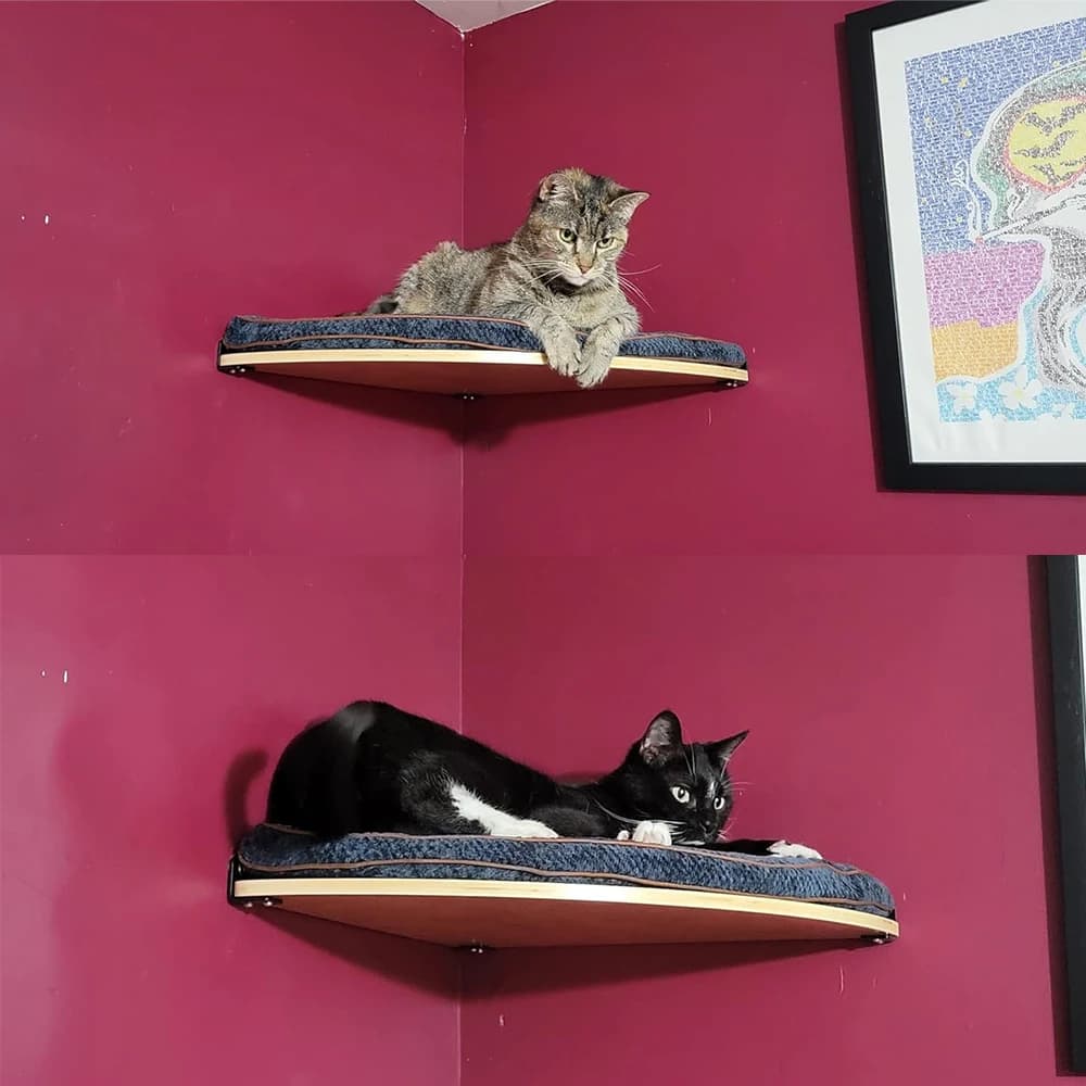Floating Wood Corner Cat Perch - alternate view